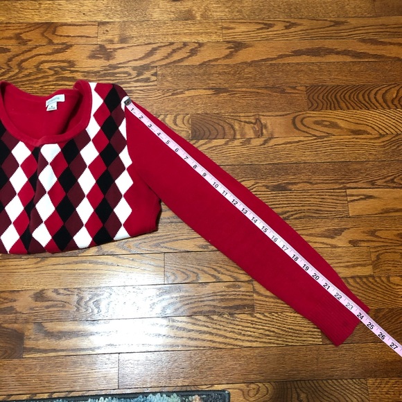 Ladies Red/White/BlackArgyle Sweater M - Picture 7 of 9